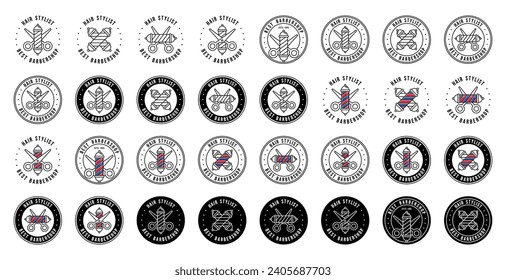 Collection of barbershop logos, barber, haircut, salon, vintage logo, vector template editable and resizable EPS 10.