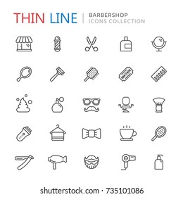 Collection of barbershop thin line icons