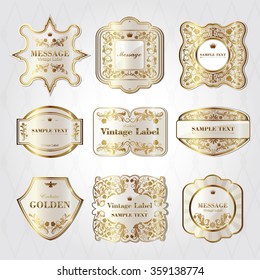 collection of baroque style pearl white labels design set 