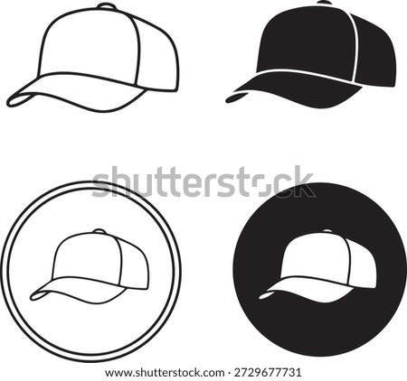 Collection of baseball caps isolated on white background, Vector, illustration