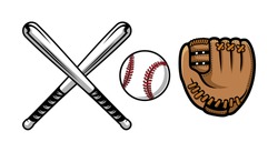 Collection Of Baseball Equipment Illustrations Contains Bat, Gloves And Ball.