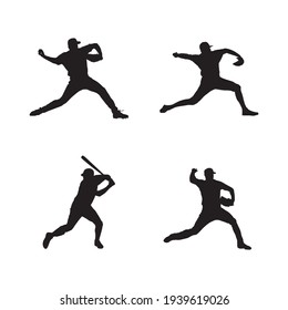 collection of baseball player silhouettes