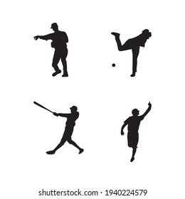 collection of baseball player silhouettes