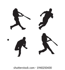 collection of baseball player silhouettes