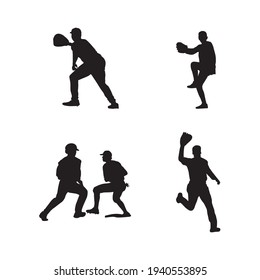 collection of baseball player silhouettes