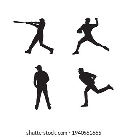 collection of baseball player silhouettes