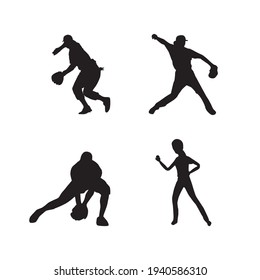 collection of baseball player silhouettes