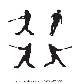 collection of baseball player silhouettes