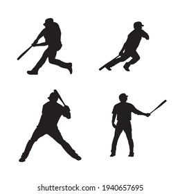 collection of baseball player silhouettes
