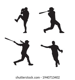collection of baseball player silhouettes