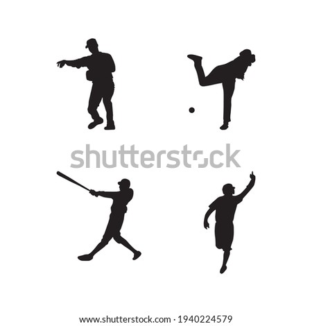 collection of baseball player silhouettes
