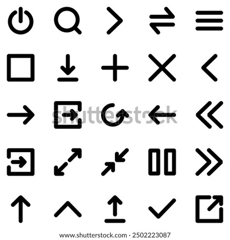 Collection of Basic Navigation Related Vector Line Icons. Contains Icons like Delete, Arrow, Download, Add and more. Editable stroke. 48x48 pixels