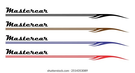 Collection of basic shapes, full color variations and MASTERCAR text, the ultimate design for vinyl sticker screen printing production, cool vehicle modification concept.