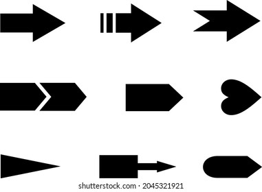 Collection of basic vector arrows. Arrows set.