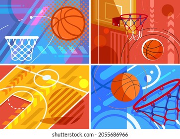 Collection of basketball banners. Placard designs in flat style.