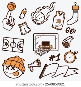 collection of basketball elements, vector illustration