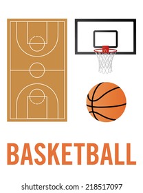 A collection of basketball icons and elements