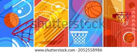 Collection of basketball posters. Placard designs in flat style.