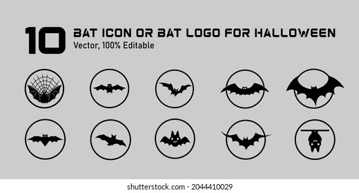 collection bat logo or bat icon for for halloween, Halloween icon set,symbol and vector,Can be used for web, print and mobile