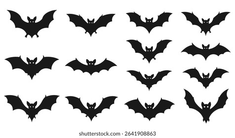 A Collection of Bat Silhouettes Creating a Spooky and Mysterious Halloween Visual Experience