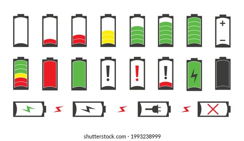 Colección de baterías con diferentes niveles de carga.