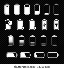 Collection of battery charge level indicators, black series