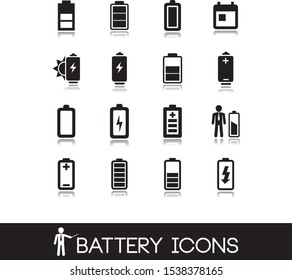 Collection of battery icons. Accumulator symbol.