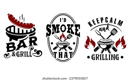 Kollektion BBQ Grill Logo Vorlage. BBQ Restaurant Logo Design Silhouette.