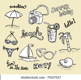 Collection of beach doodles - sketches