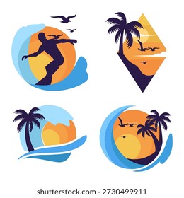 Collection of beach logo design template. Suitable for vacation or travel business.