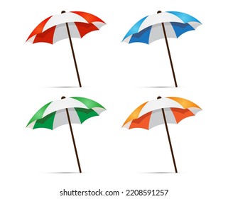 Collection of beach umbrella design icon vector