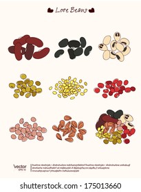 Collection Of Beans Hand Drawn Vector