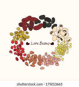 Collection of Beans hand drawn vector