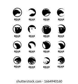 Collection of Bear head circle logo icon design vector illustration
