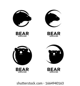 Collection of Bear head circle logo icon design vector illustration
