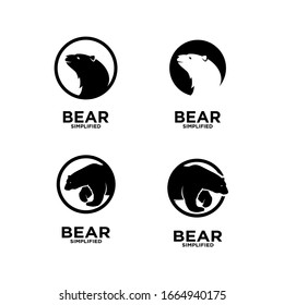 Collection of Bear head circle logo icon design vector illustration
