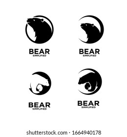 Collection of Bear head circle logo icon design vector illustration
