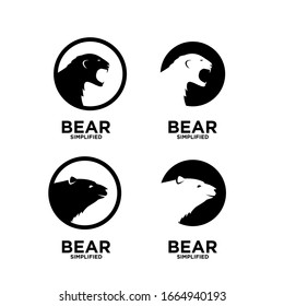 Collection of Bear head circle logo icon design vector illustration
