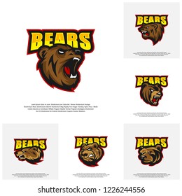 Collection of Bear Logo design vector.