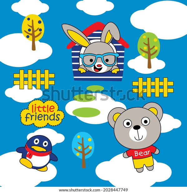 collection of bears and their friends\
cartoon vector\
illustration