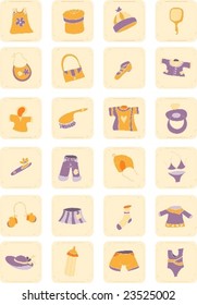 Collection of beautiful baby icons with accesories