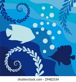 Collection of beautiful blue frames with floral ornaments and waved background