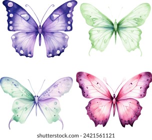 Collection of beautiful butterflies watercolor illustrations. butterfly spring or summer decoration
illustration.