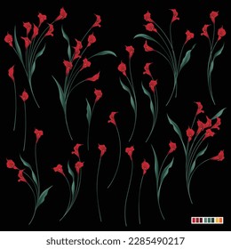 Collection of beautiful calla lily materials,