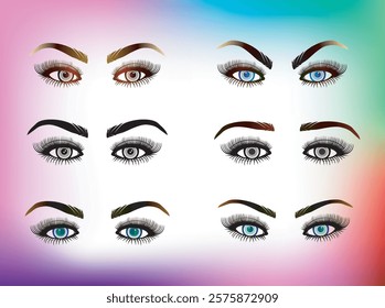 collection of Beautiful female eyes vector illustration
