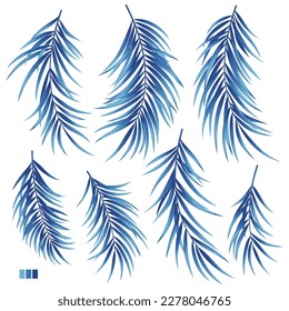 Collection of beautiful fern leaves vector material,