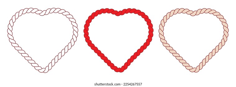 Collection of Beautiful Heart Shape Tied Knot Made of Red Ropes.