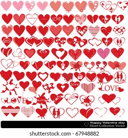 Collection of beautiful hearts of the different form with different design elements a wide choice