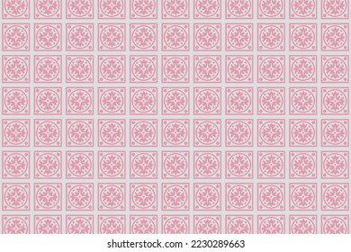 Colección de hermosas ilustraciones vectoriales de batik indonesio, este vector de batik está compuesto de imágenes de flores, la combinación de colores utilizada es rosa y gris.