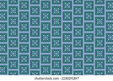 Collection of beautiful Indonesian batik vector illustrations, this batik vector is composed of flower images, the color combination used is purple and dark green.